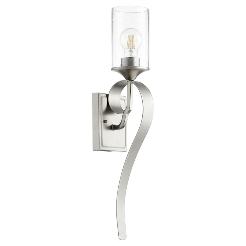 Quorum 1 Light Wall Mount, Brushed Silver/Clear Seeded