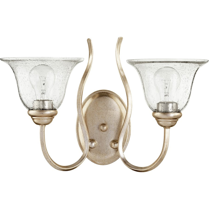 Quorum Spencer 2 Light 17.25' Wall Mount, Aged Silver Leaf/Seeded