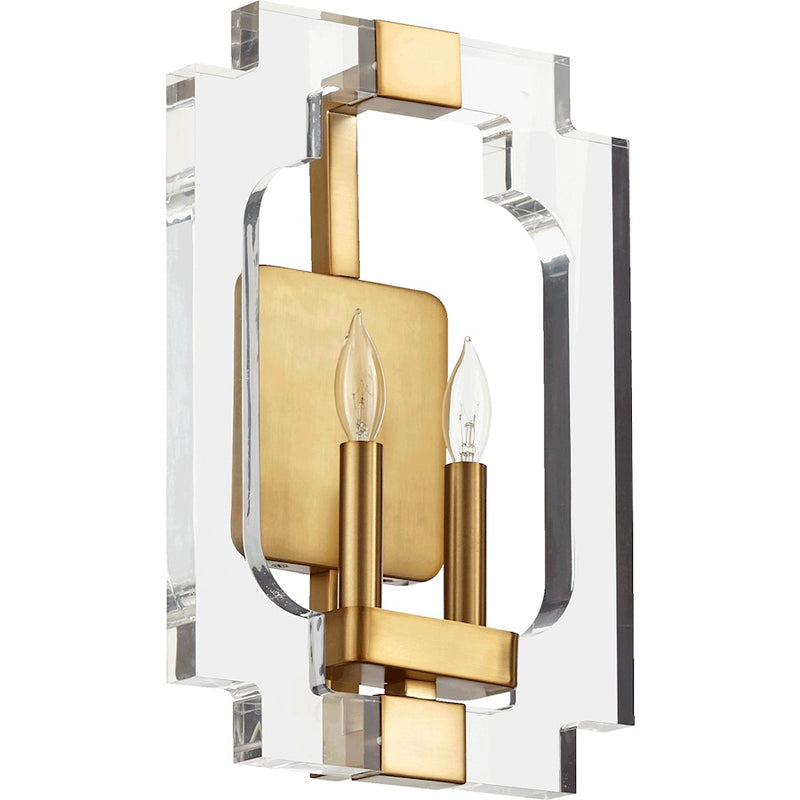 Quorum Broadway 2 Light 10.5' Wall Sconce, Aged Brass