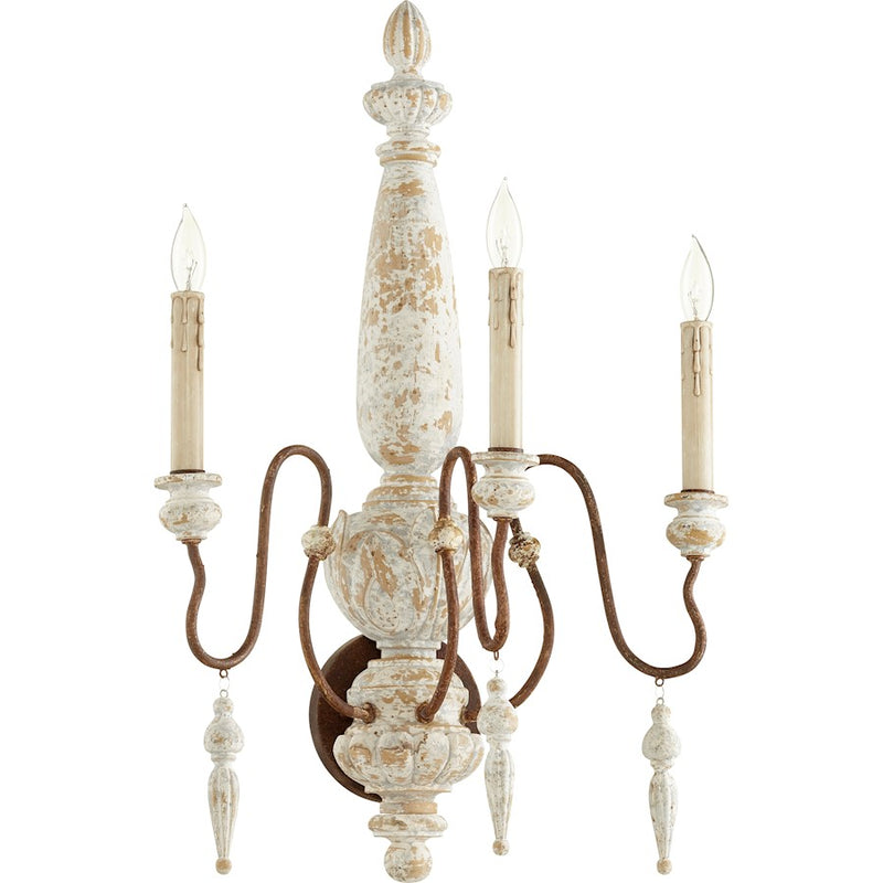 Quorum La Maison 3 Light 20' Wall Mount, Grey/Rust Accents