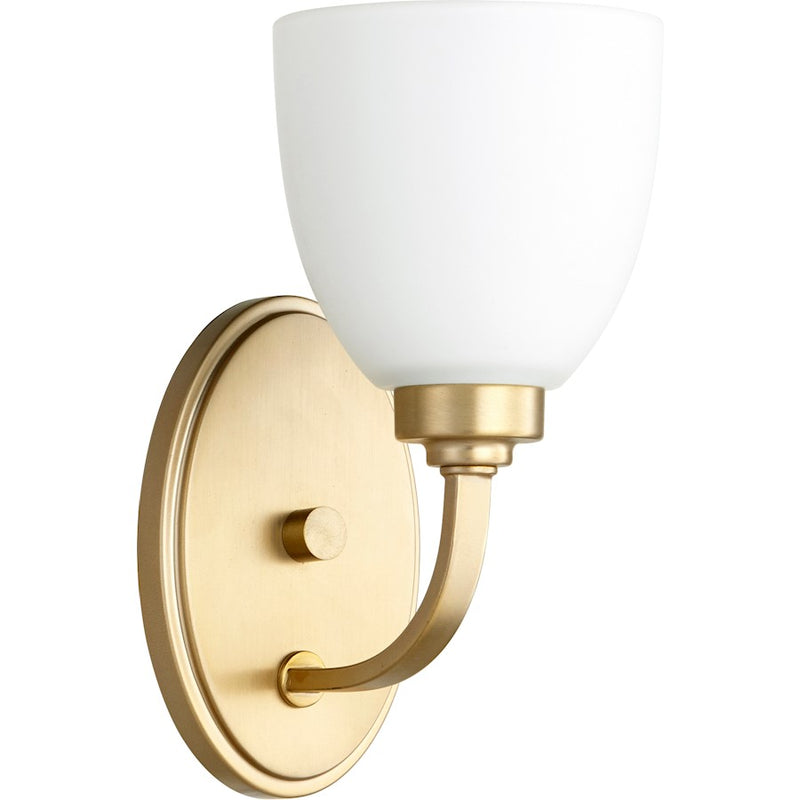 Quorum Reyes 1 Light 5.25' Wall Mount, Aged Brass