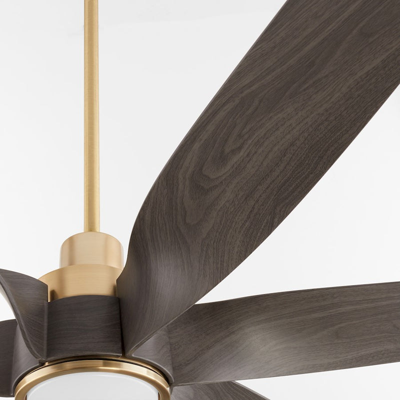 Quorum Kimbo 60" 6 Blade Patio Fan, Aged Brass