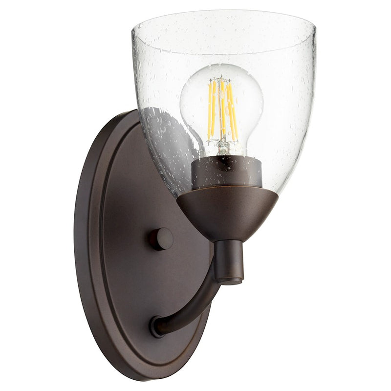 Quorum Barkley 1 Light Wall Mount, Oiled Bronze/Clear Seeded
