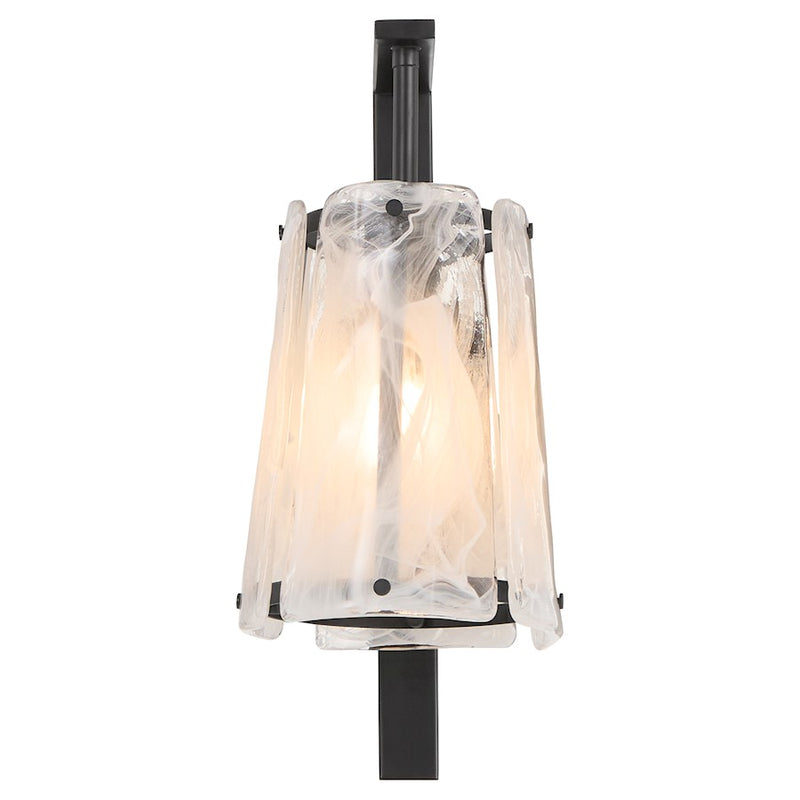 Quorum Prestige 1Lt Wall Mount, Matte Black/Clear/Alabaster
