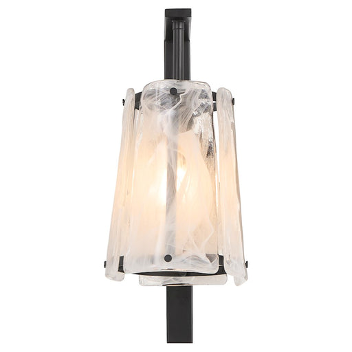 Quorum Prestige 1Lt Wall Mount, Matte Black/Clear/Alabaster
