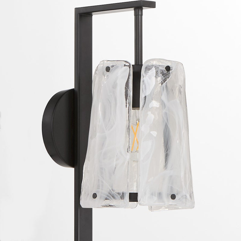 Quorum Prestige 1Lt Wall Mount, Matte Black/Clear/Alabaster