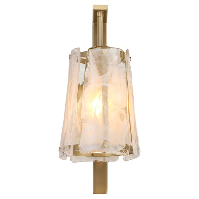 Quorum Prestige 1Lt Wall Mount, Aged Brass/Clear/Alabaster