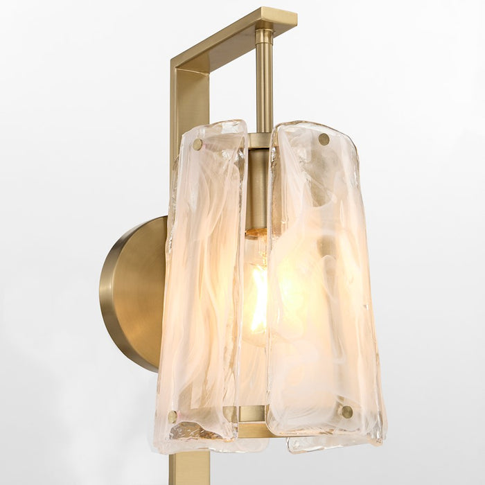 Quorum Prestige 1Lt Wall Mount, Aged Brass/Clear/Alabaster