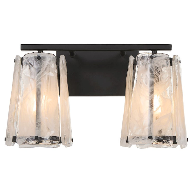 Quorum Prestige 2Lt Vanity, Matte Black/Clear/Alabaster