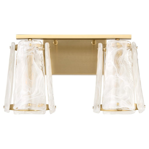 Quorum Prestige 2Lt Vanity, Aged Brass/Clear/Alabaster - 5575-2-80