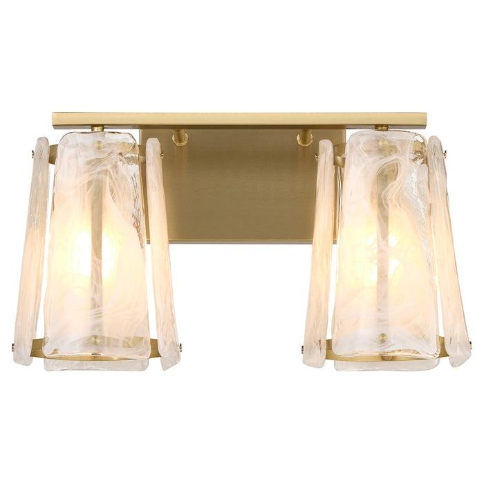 Quorum Prestige 2Lt Vanity, Aged Brass/Clear/Alabaster
