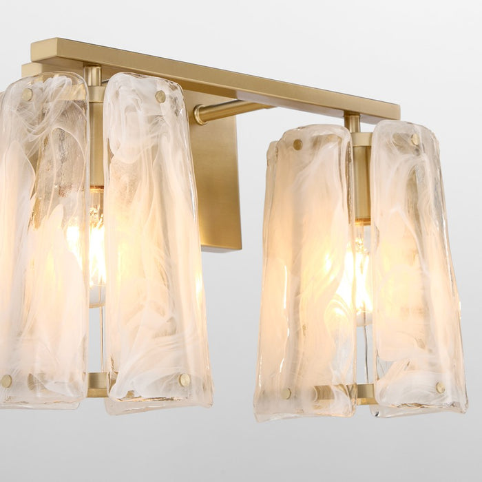 Quorum Prestige 2Lt Vanity, Aged Brass/Clear/Alabaster