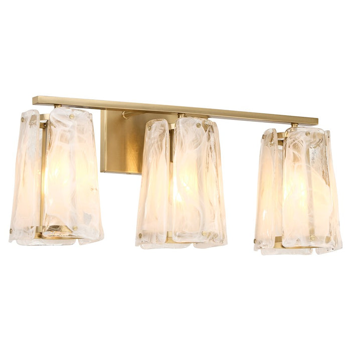 Quorum Prestige 3Lt Vanity, Aged Brass/Clear/Alabaster