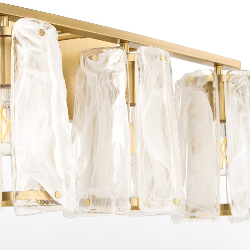 Quorum Prestige 3Lt Vanity, Aged Brass/Clear/Alabaster