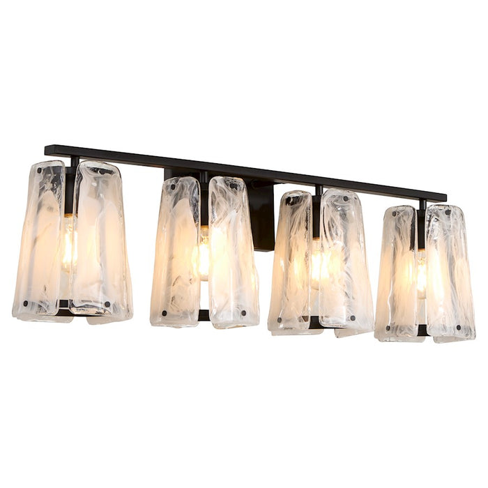 Quorum Prestige 4Lt Vanity, Matte Black/Clear/Alabaster