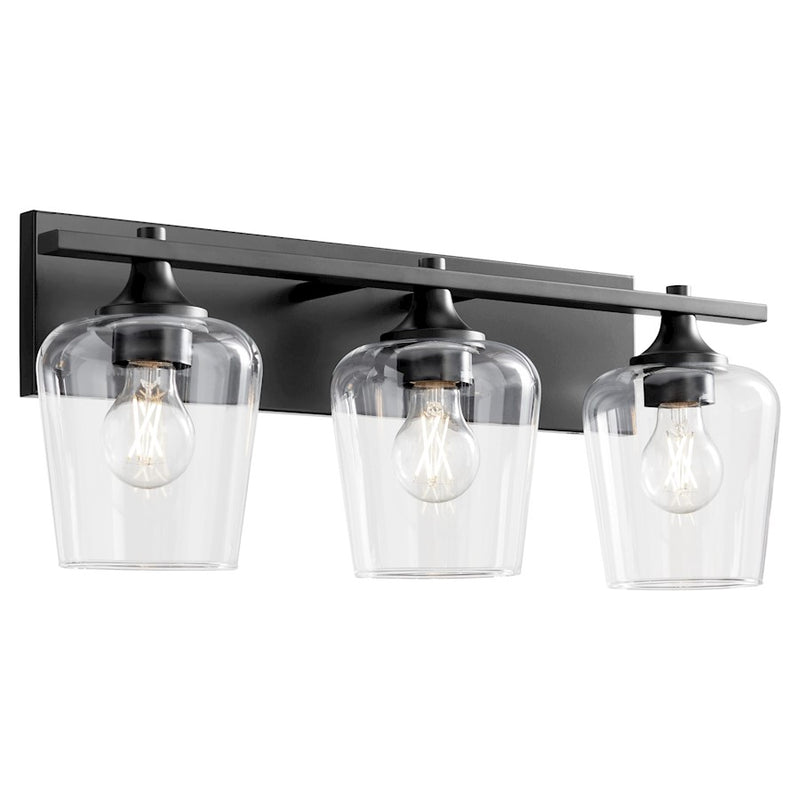 Quorum Veno 3Lt Vanity, Matte Black/Clear