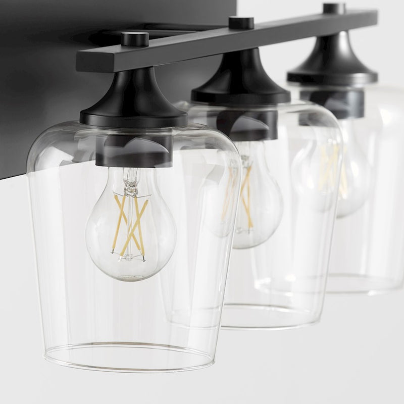 Quorum Veno 3Lt Vanity, Matte Black/Clear