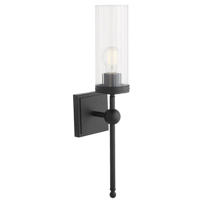 Quorum Lee Blvd 1Lt Wall Mount, Matte Black/Clear/Fluted