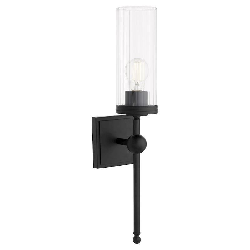 Quorum Lee Blvd 1Lt Wall Mount, Matte Black/Clear/Fluted