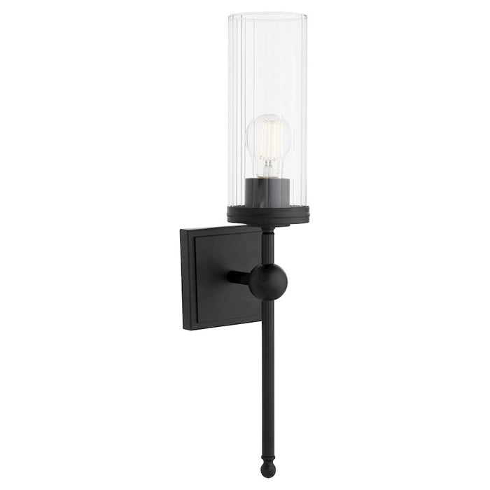 Quorum Lee Blvd 1Lt Wall Mount, Matte Black/Clear/Fluted