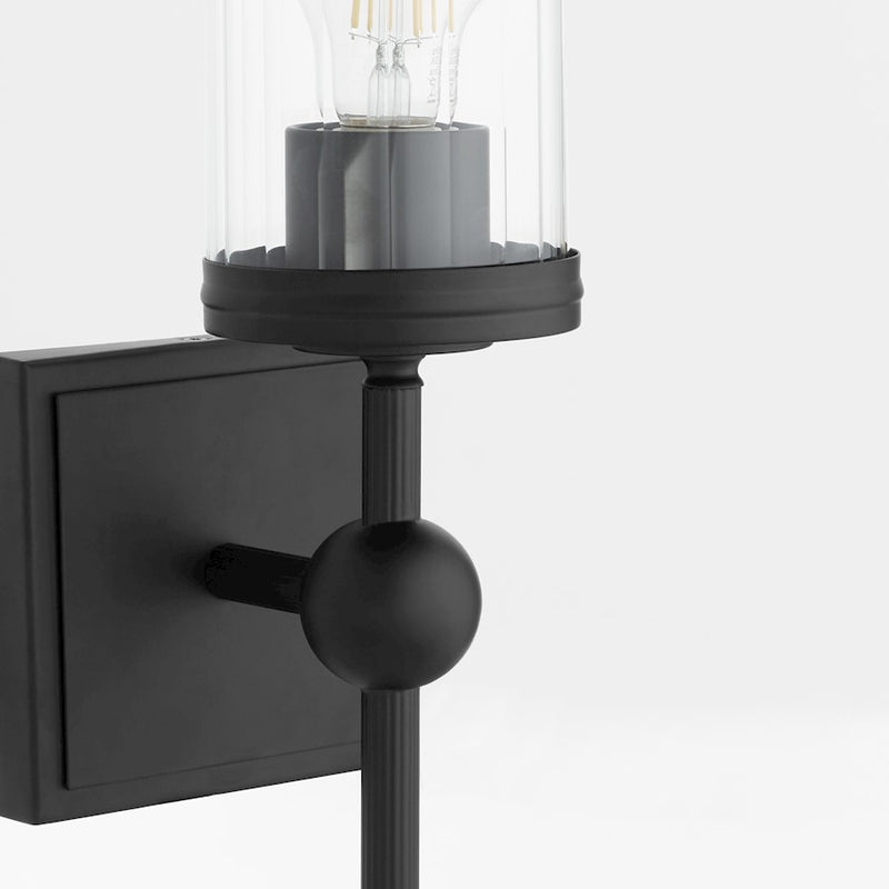Quorum Lee Blvd 1Lt Wall Mount, Matte Black/Clear/Fluted
