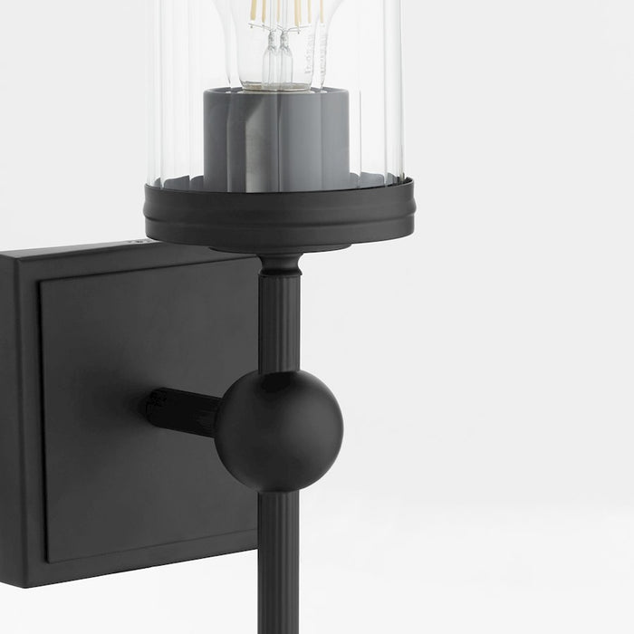Quorum Lee Blvd 1Lt Wall Mount, Matte Black/Clear/Fluted