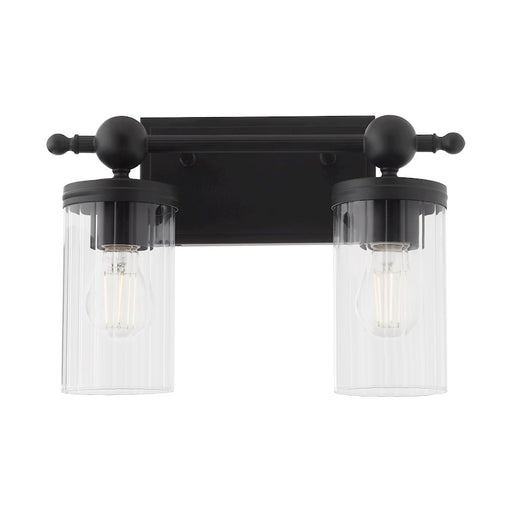 Quorum Lee Blvd 2Lt Vanity, Matte Black/Clear/Fluted