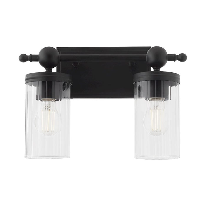 Quorum Lee Blvd 2Lt Vanity, Matte Black/Clear/Fluted