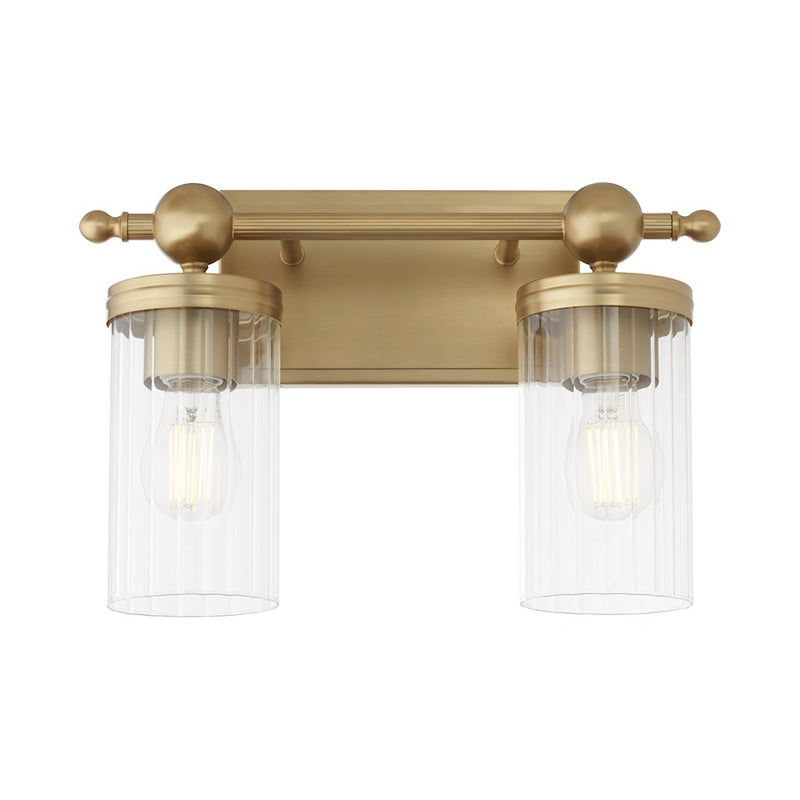 Quorum Lee Blvd 2Lt Vanity, Aged Brass/Clear/Fluted