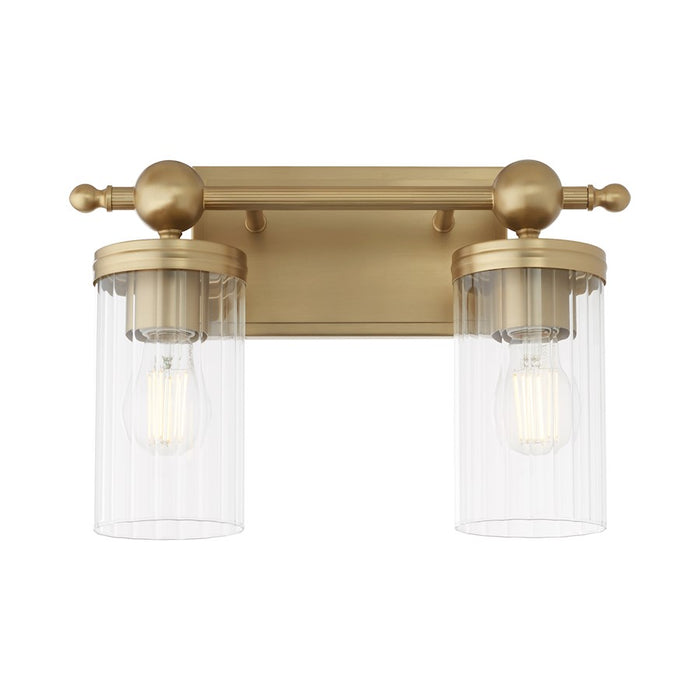 Quorum Lee Blvd 2Lt Vanity, Aged Brass/Clear/Fluted