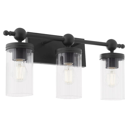 Quorum Lee Blvd 3Lt Vanity, Matte Black/Clear/Fluted