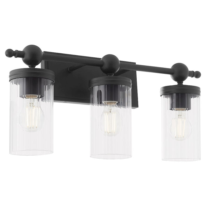 Quorum Lee Blvd 3Lt Vanity, Matte Black/Clear/Fluted