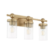 Quorum Lee Blvd 3Lt Vanity, Aged Brass/Clear/Fluted - 560-3-80