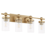 Quorum Lee Blvd 4Lt Vanity, Aged Brass/Clear/Fluted - 560-4-80