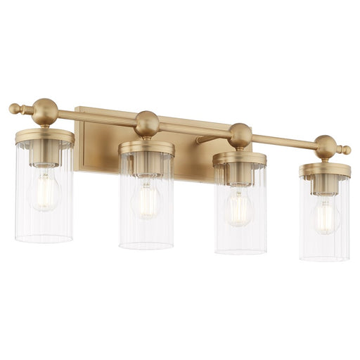 Quorum Lee Blvd 4Lt Vanity, Aged Brass/Clear/Fluted