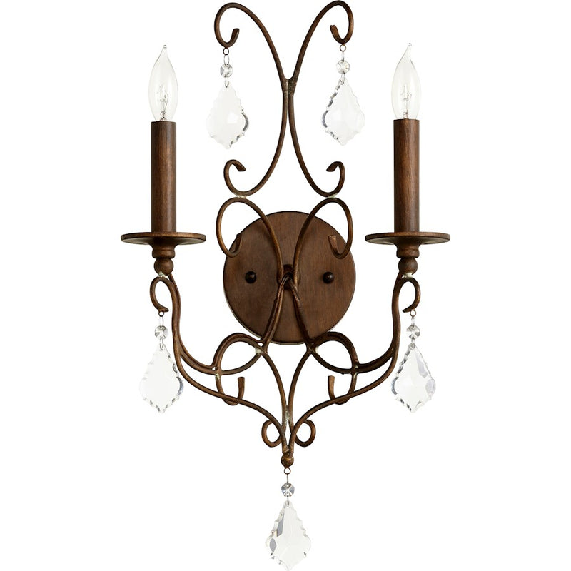 Quorum Ariel 2 Light 11" Wall Mount, Vintage Copper