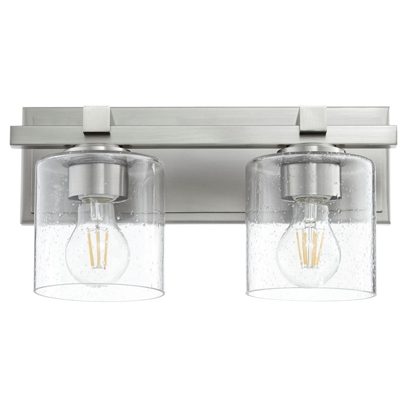 Quorum 2 Light Wall Mount, Satin Nickel/Clear Seeded