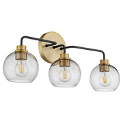 Quorum Clarion 3 Light Bath Vanity, Noir/Aged Brass