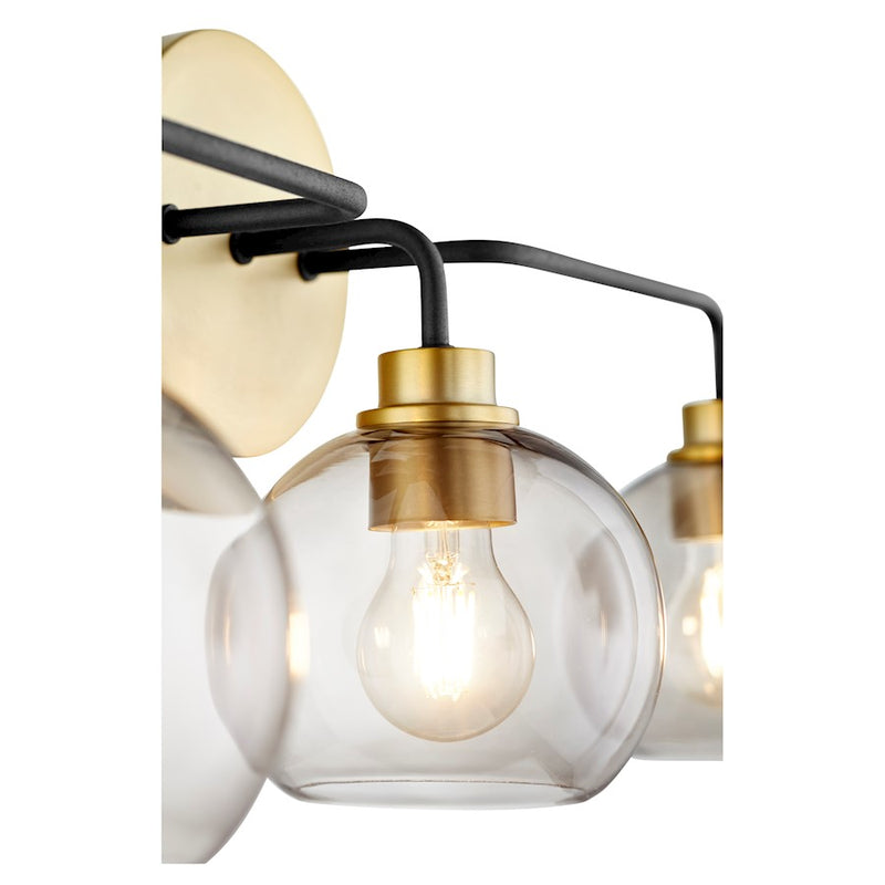 Quorum Clarion 3 Light Bath Vanity, Noir/Aged Brass
