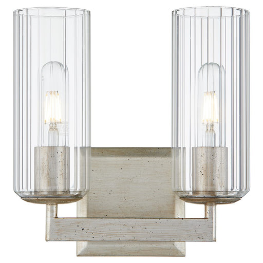 Quorum Merrick 2Lt Vanity, Aged Silver Leaf/Clear/Fluted
