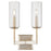 Quorum Merrick 2 Lt Wall Mount, Aged Silver Leaf/Clear/Fluted