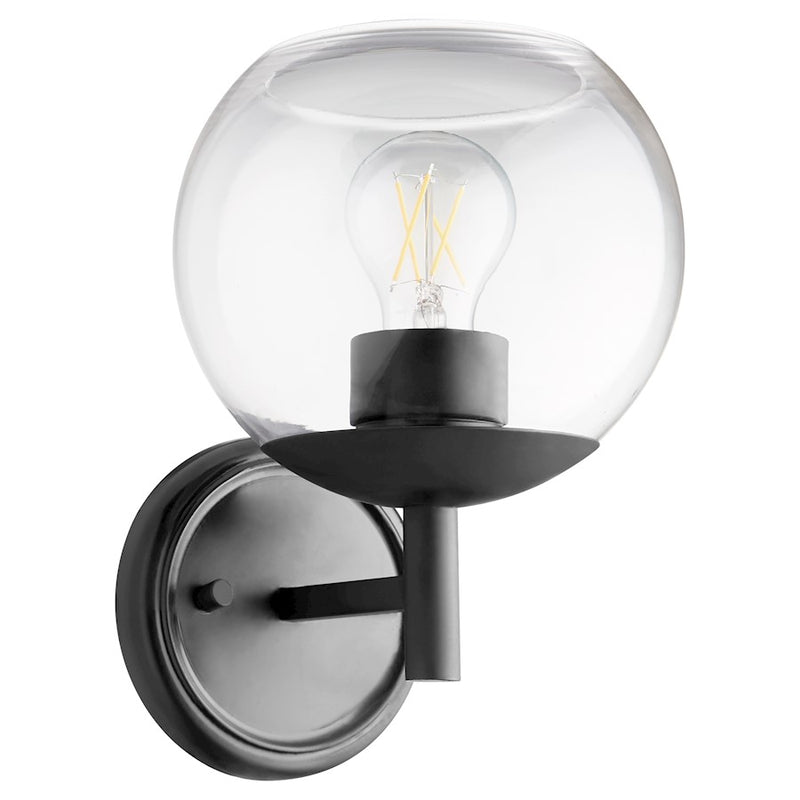 Quorum Lyon 1 Light Wall Mount, Matte Black/Clear