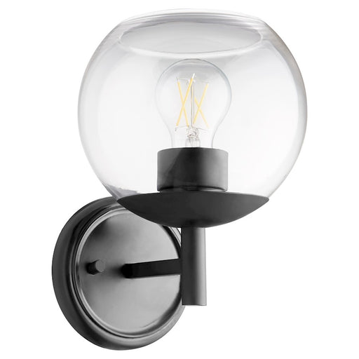 Quorum Lyon 1 Light Wall Mount, Matte Black/Clear