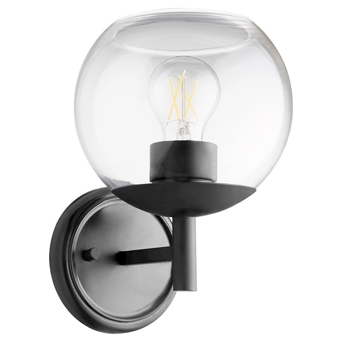 Quorum Lyon 1 Light Wall Mount, Matte Black/Clear