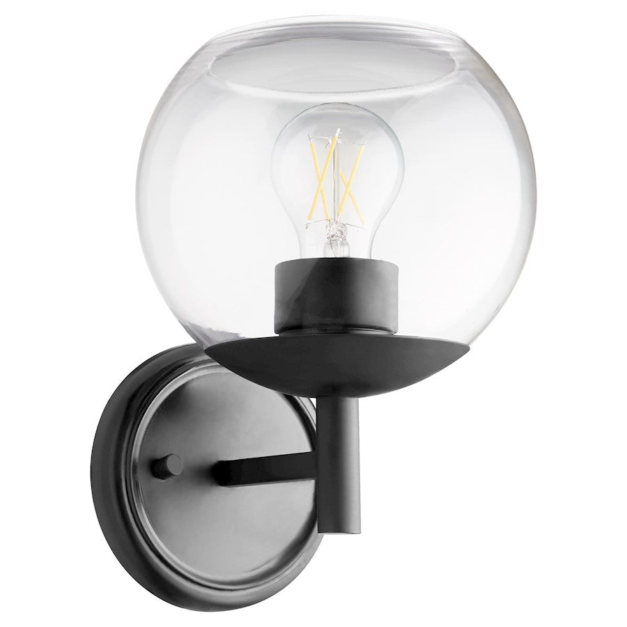 Quorum Lyon 1 Light Wall Mount, Matte Black/Clear