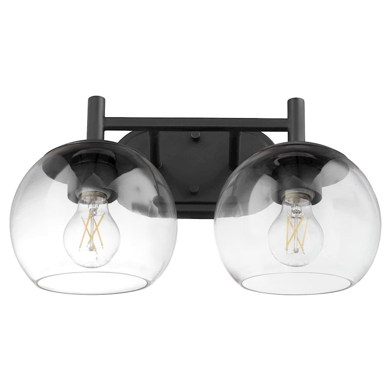 Quorum Lyon 2 Light Vanity, Matte Black/Clear