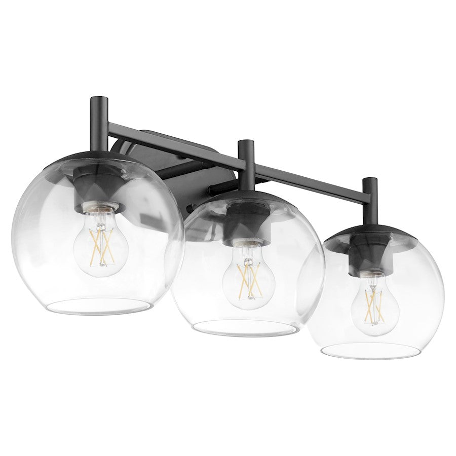 Quorum Lyon 3 Light Vanity, Matte Black/Clear