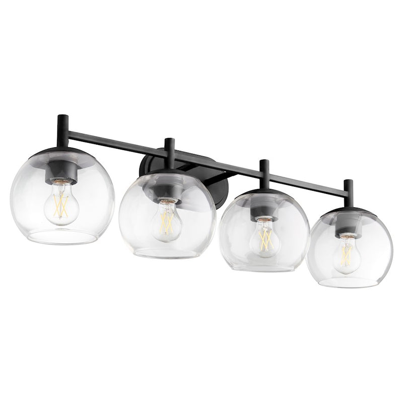 Quorum Lyon 4 Light Vanity, Matte Black/Clear