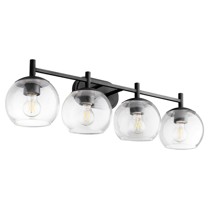 Quorum Lyon 4 Light Vanity, Matte Black/Clear