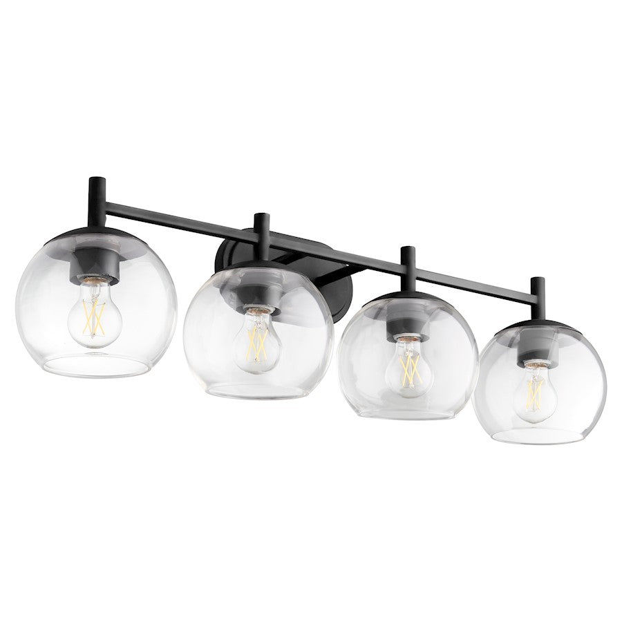 Quorum Lyon 4 Light Vanity, Matte Black/Clear